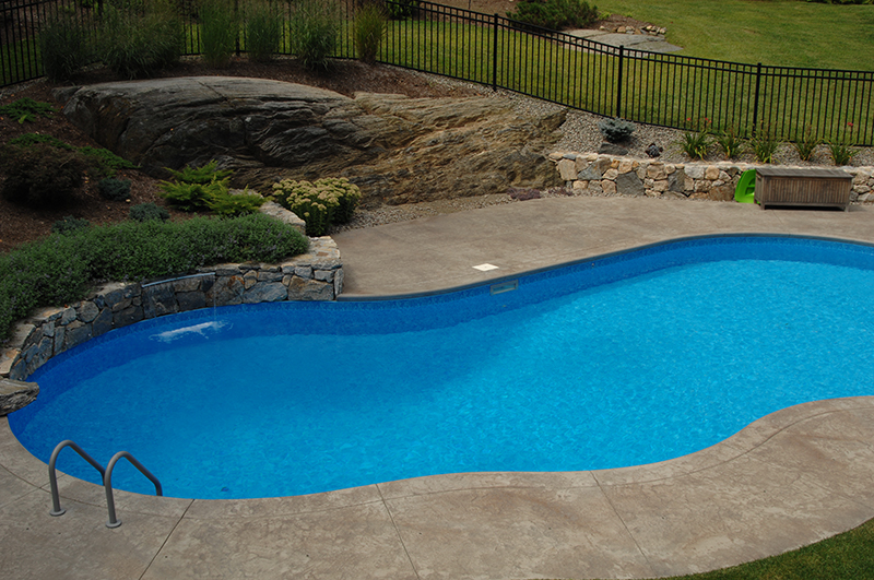 Swimming pool and stamped concrete project example 123